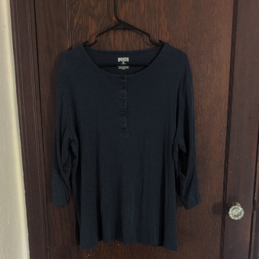 Duluth Trading Company Blue 3/4 Sleeve Henley Shirt Size XL